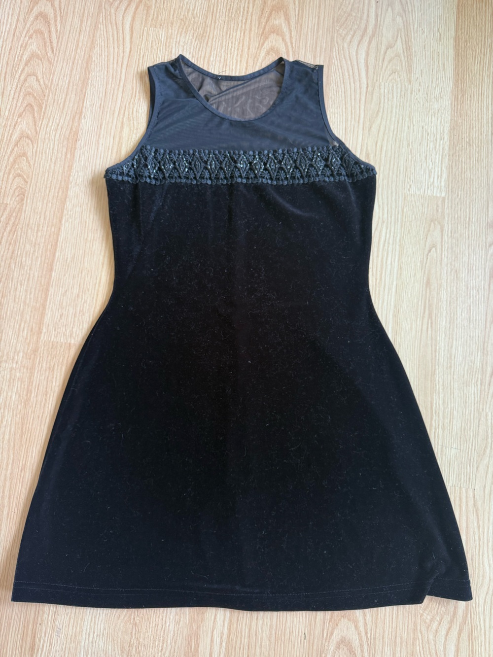 90s Black Velvet Lace-Trim Nightdress No label fits s/m